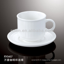 Tasse à café et soucoupe en porcelaine blanche durable et saine